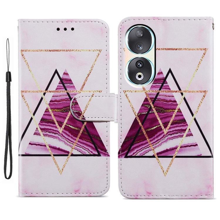 For Honor 90 Painted Pattern Horizontal Flip Leather Phone Case with wrist strap and card slots, showcasing its stylish design and functionality.